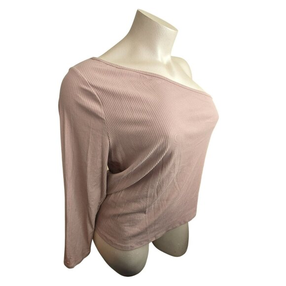 Old Navy Womens 3X One-Shoulder Ribbed Knit Top Neutral Tan NWT JJ4066 - Picture 8 of 8